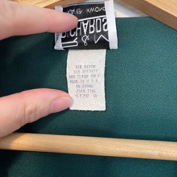 Vintage R&M Richards Hunter Green Lace Modest Dress Size 8 - Picture 5 of 9